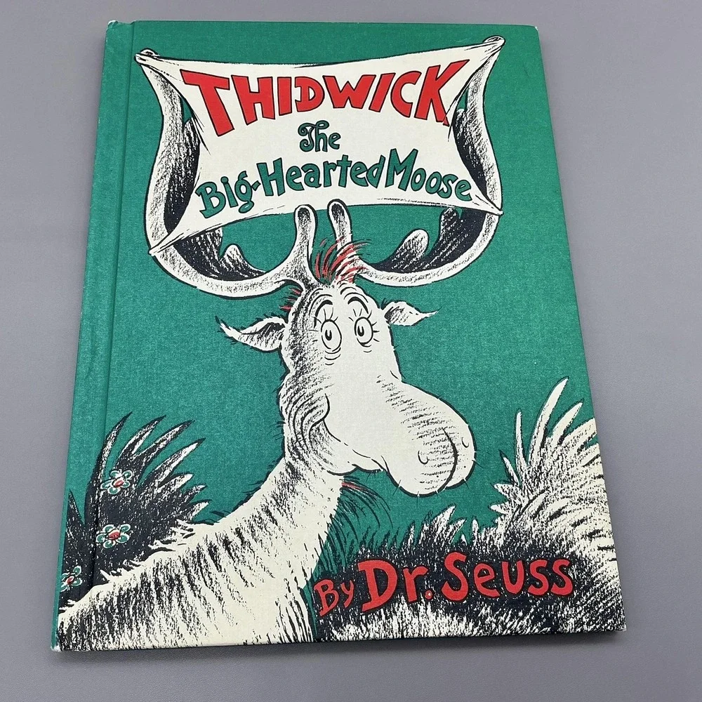 Vintage Thidwick The Big-Hearted Moose Dr Seuss 1948 Random House HC Teal Boards